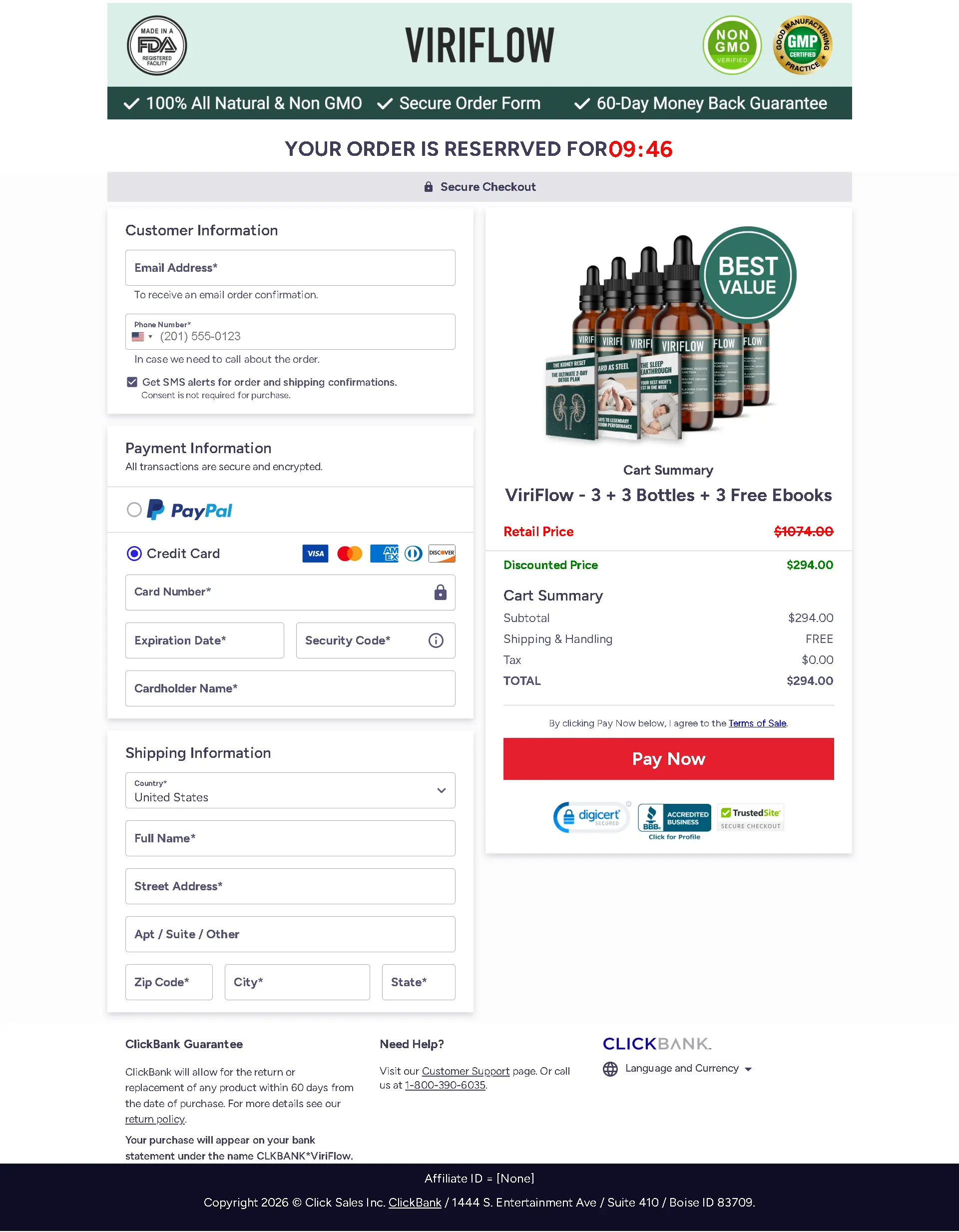 ViriFlow Orders Checkout